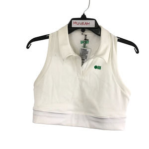 Solid & Striped Womens White Polo Long Line Unpadded Sports Bra Sz M $78 *STAINS